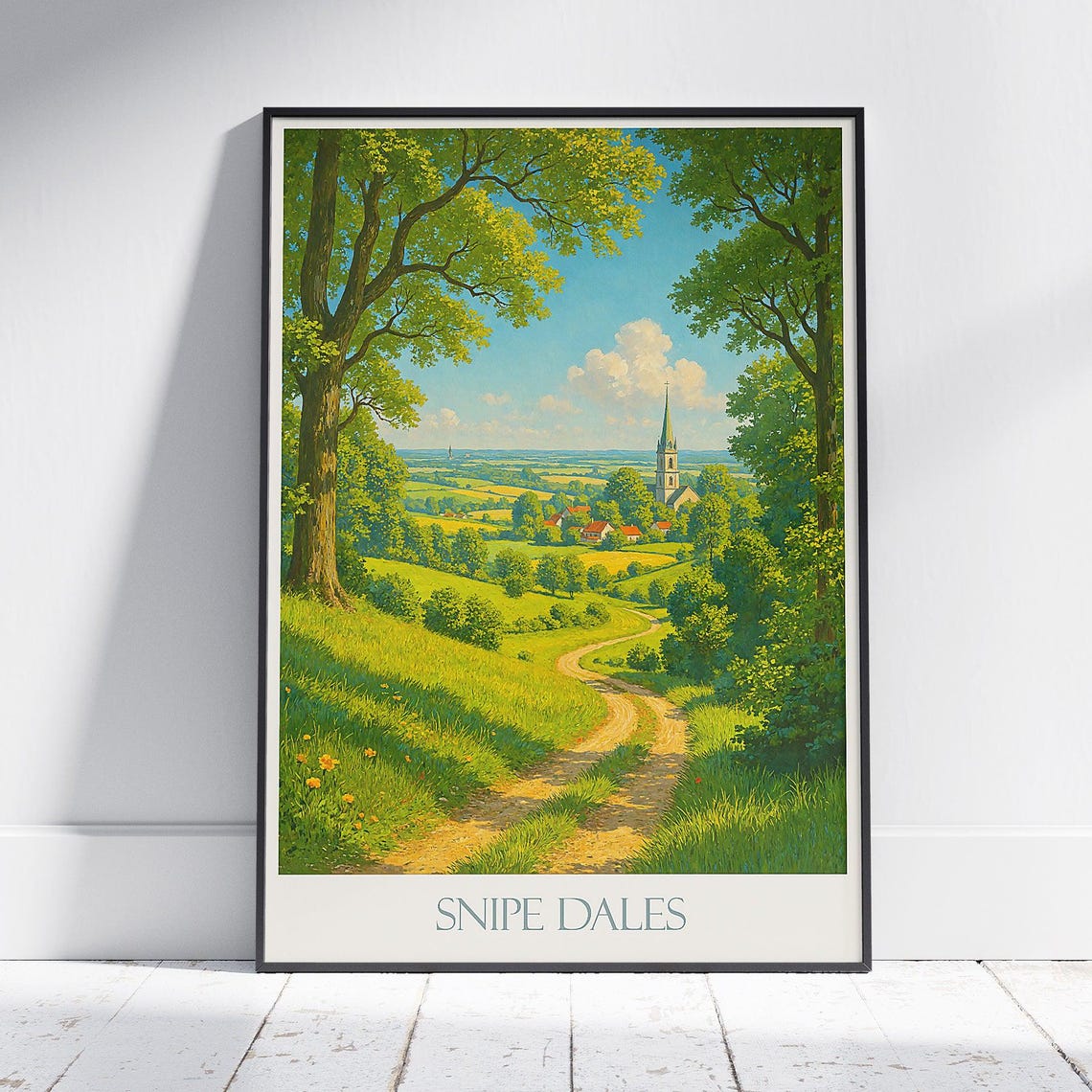 Snipe Dales Travel Poster Lincolnshire Countryside English Rural Village Art Print Serene Landscape Wall Uk Nature Decor