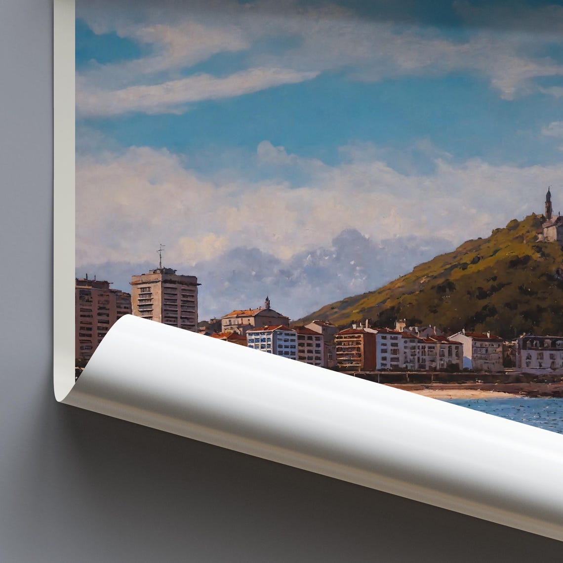 San Sebastian La Concha Beach Painted Bay And Mountain View Poster - Image 3