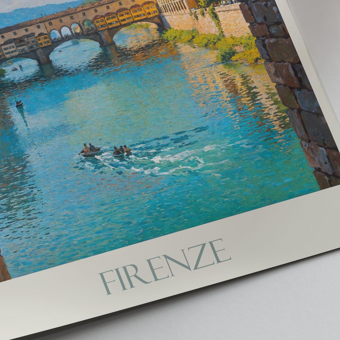 Florence Firenze Ponte Vecchio Arno River Italy Travel Poster - Image 4