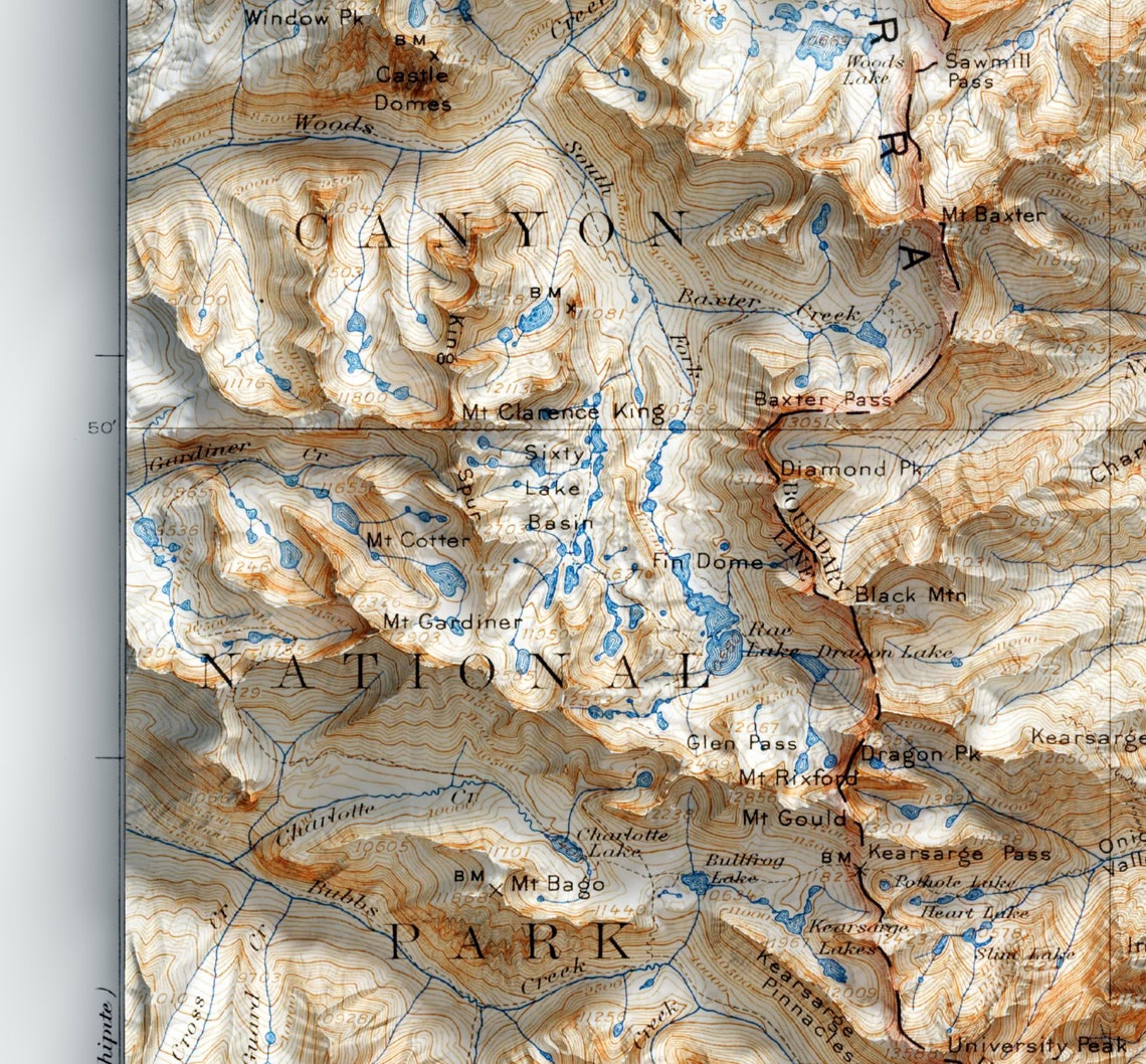 Mount Whitney California Vintage USGS Shaded Relief Map Poster - Image 2