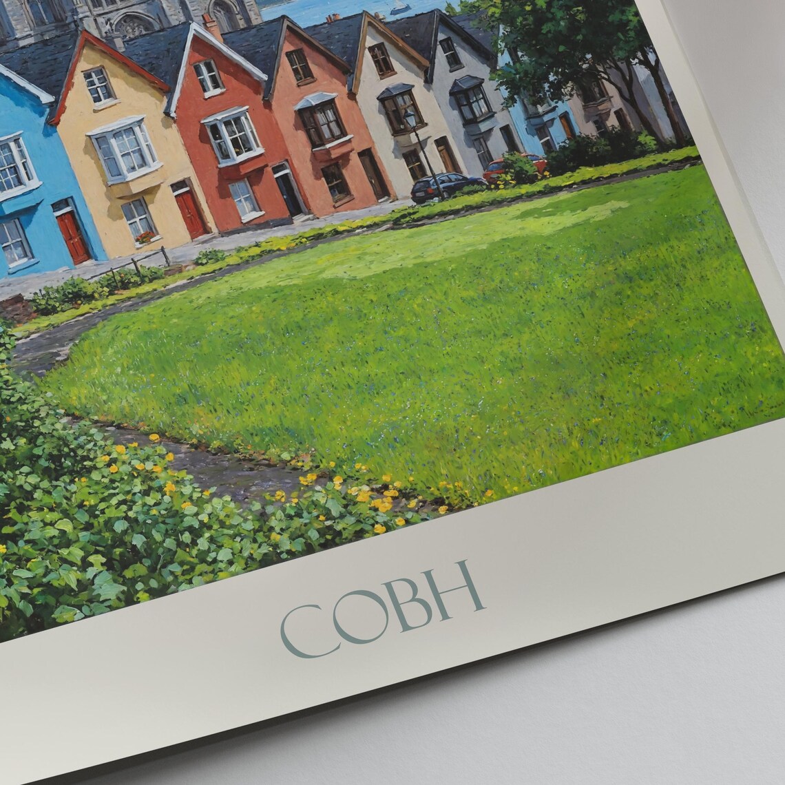 Cobh Ireland Colorful Harbor Houses Grand Cathedral Travel Poster - Image 2