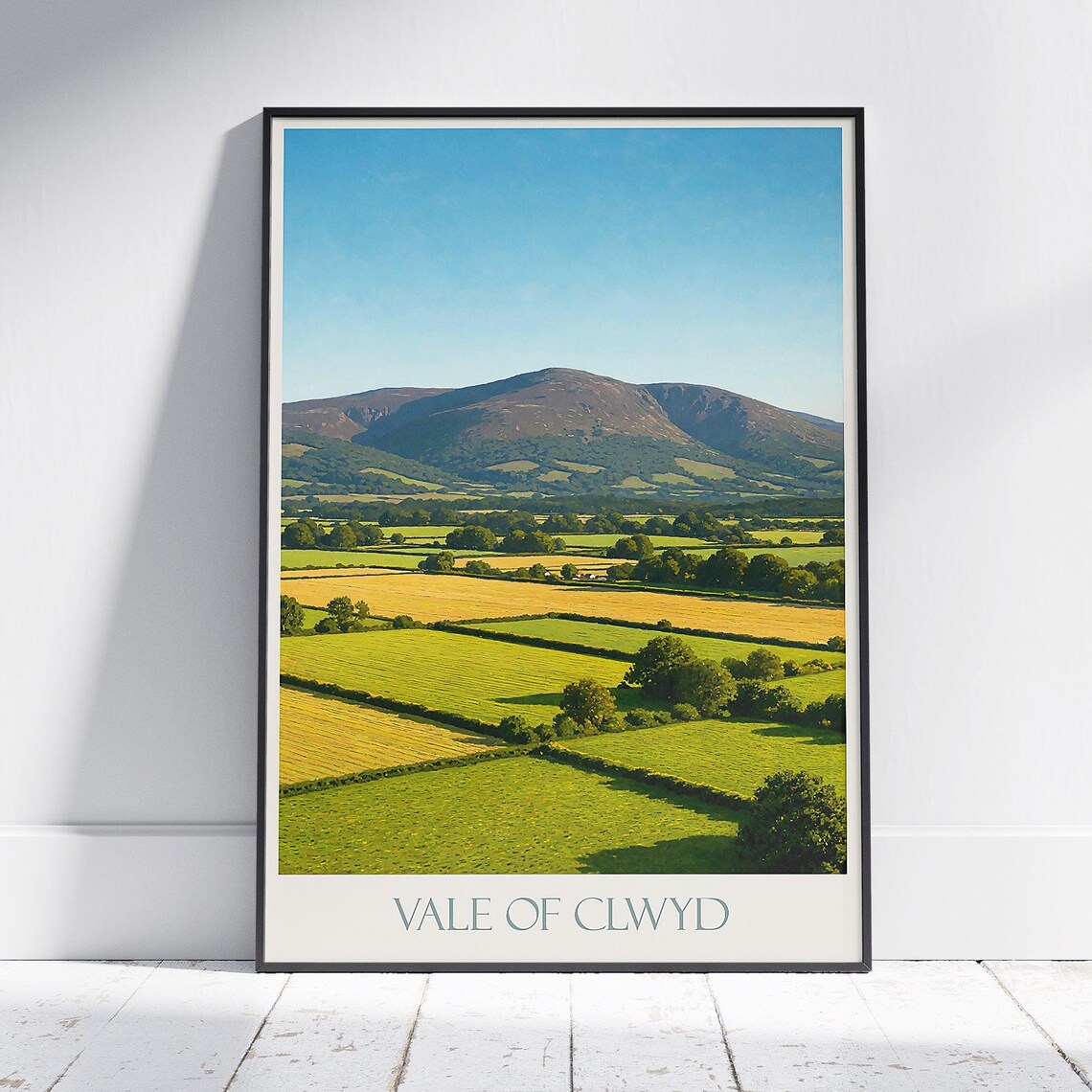 Vale Of Clwyd Patchwork Fields Travel Poster Wales Countryside Scenic