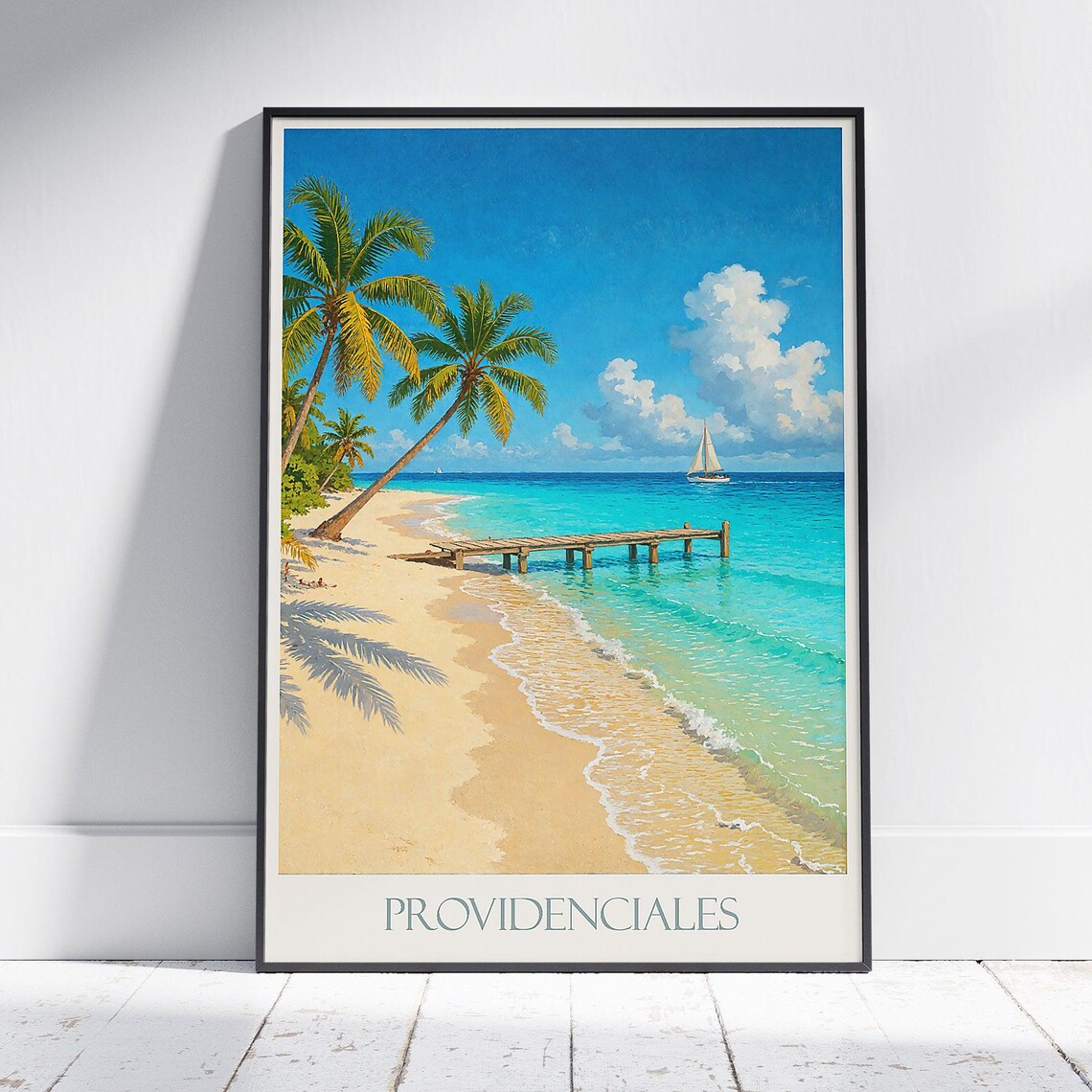 Providenciales Travel Poster Turks Caicos Beach Art Print Serene Caribbean Wall Decor