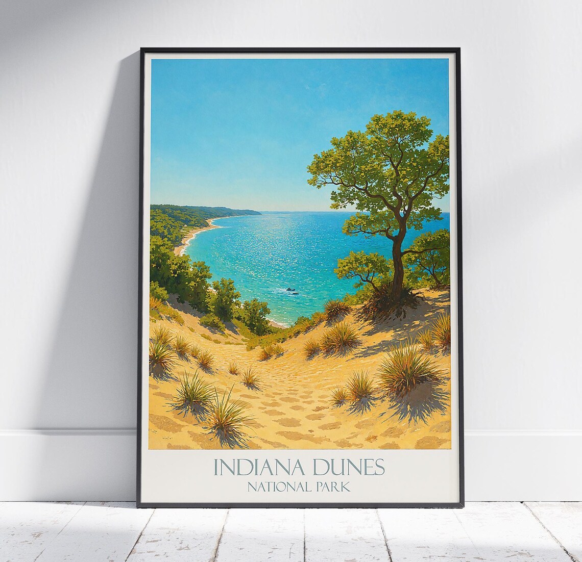 Indiana Dunes National Park Lake Michigan Dunes Overlook Travel Poster