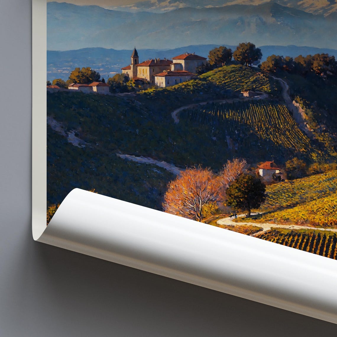 Piedmont Vineyards Autumn Hills Alps Backdrop Italy Travel Poster - Image 3