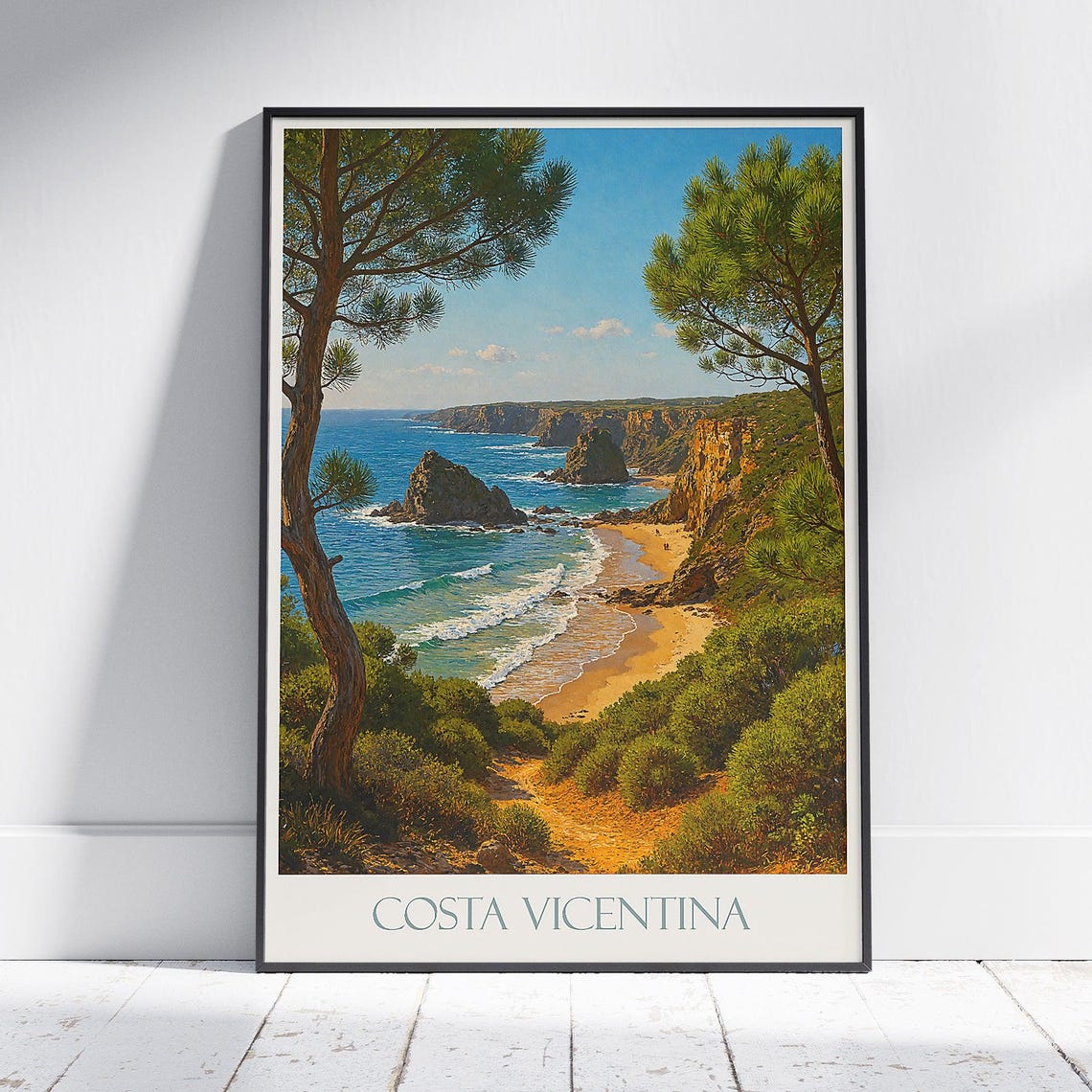 Costa Vicentina Portugal Cliff Beach Pine Trees Coast Travel Poster