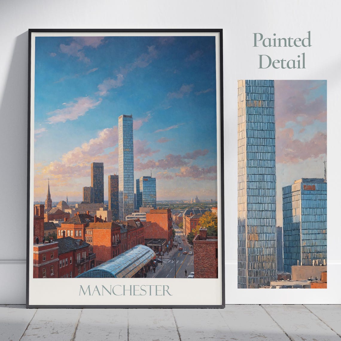 Manchester Travel Print Poster Travel Wall Art Home Decor Gift Personalized Framed