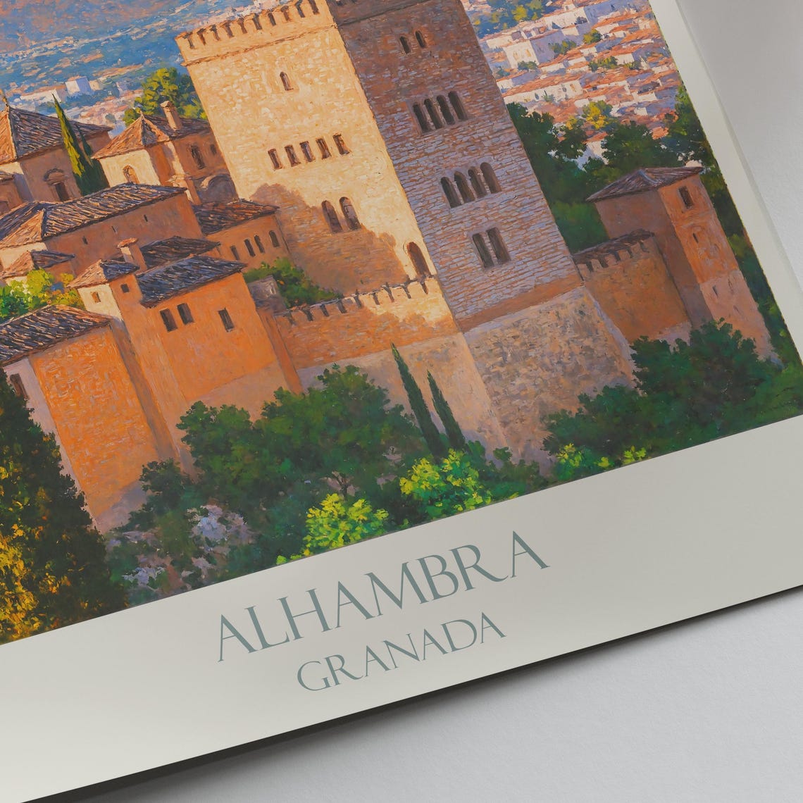 Alhambra Granada Spain Palace Sierra Nevada Painted Travel Poster - Image 3