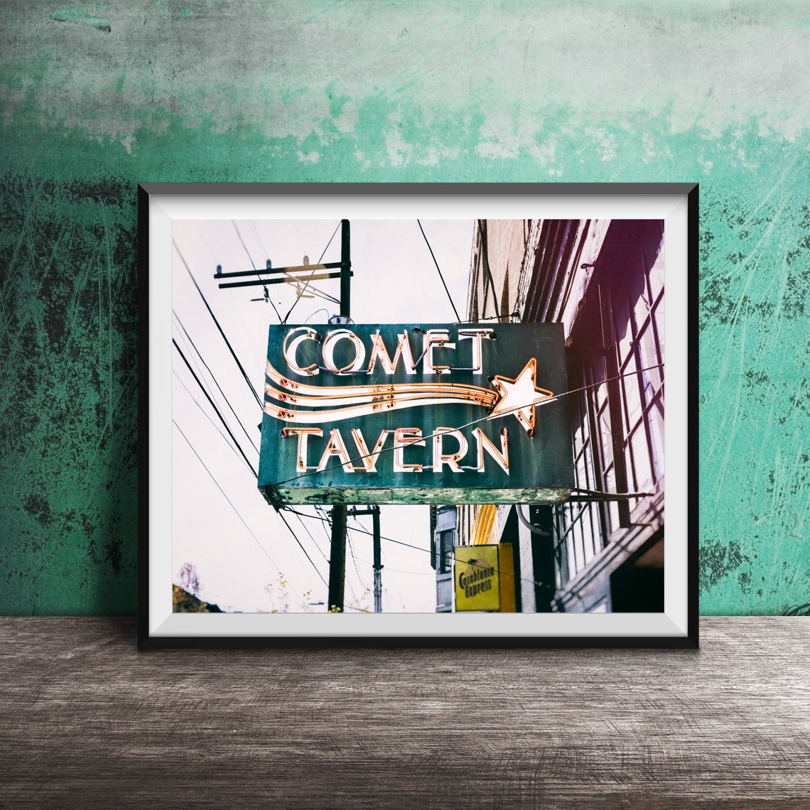 Comet Tavern Shooting Star Neon Sign Seattle Capitol Hill Poster