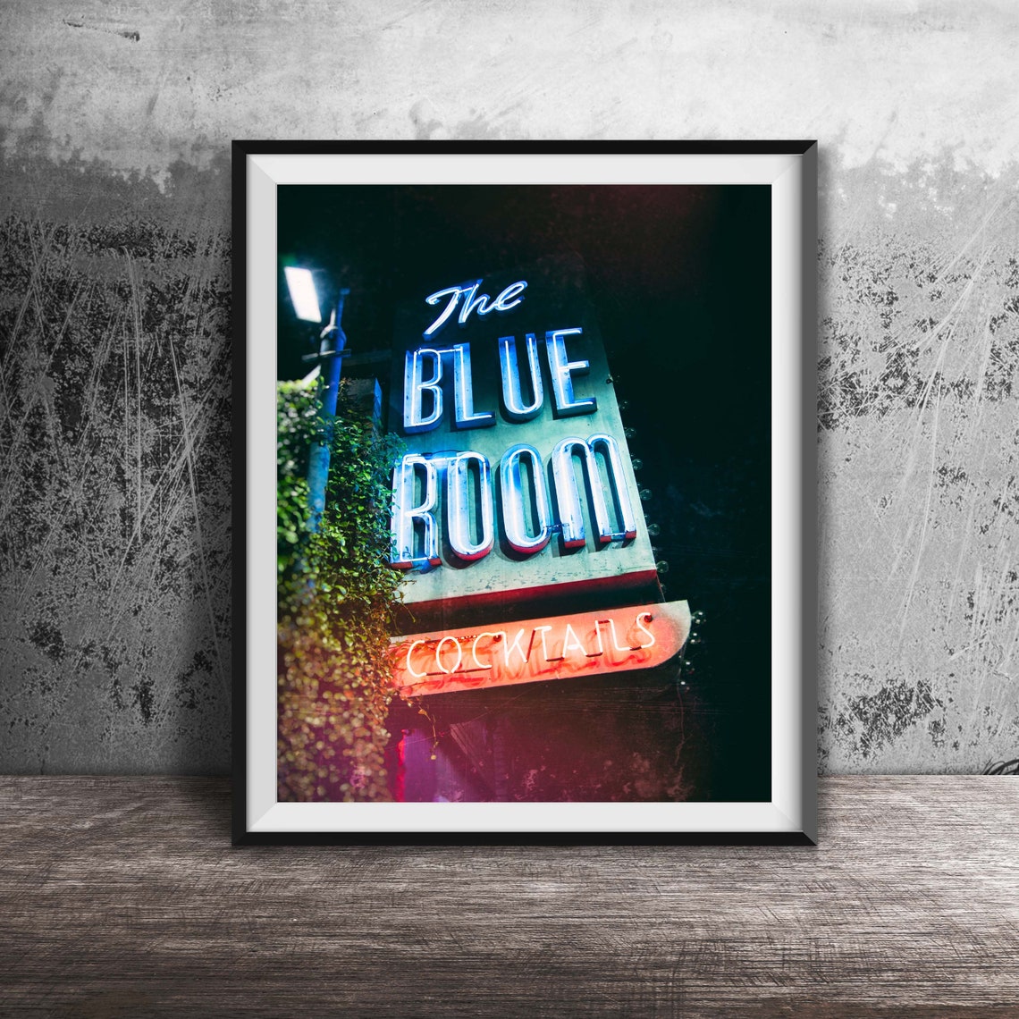 Blue Room Cocktail Bar Sign Print Art Photography Print Los Angeles California Photo Burbank California Sign