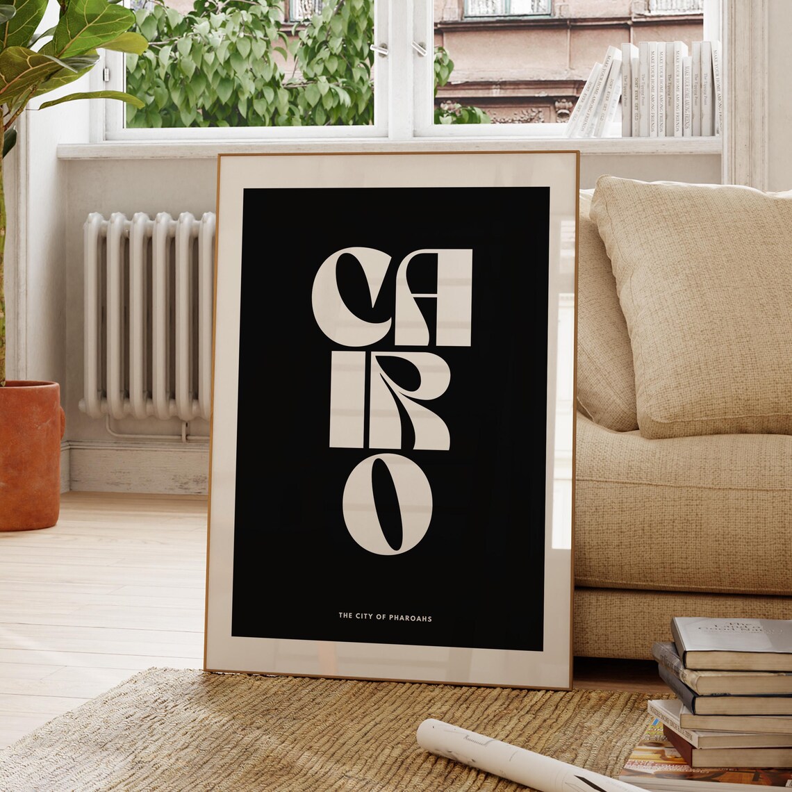 Cairo Travel Poster, Monochrome City Wall Art