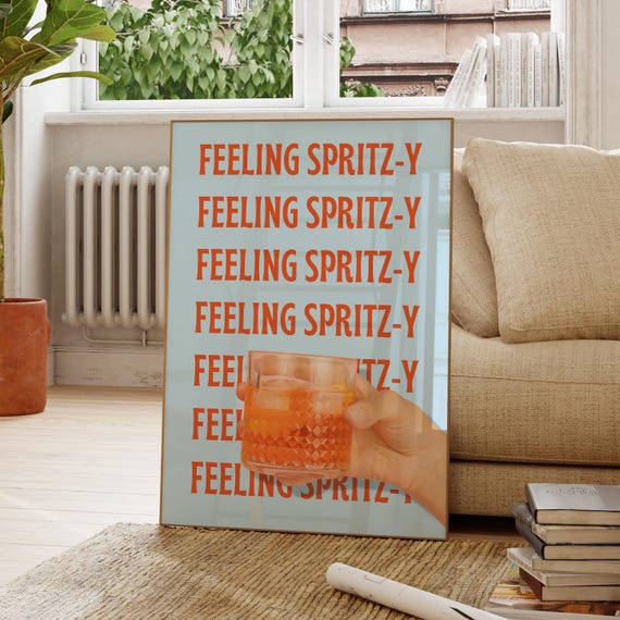Feeling Spritz-Y Retro Orange Cocktail Bar Cart Decor Poster
