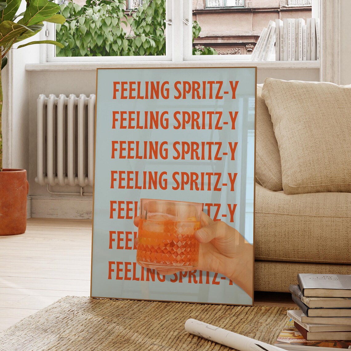 Feeling Spritz-Y Retro Orange Cocktail Bar Cart Decor Poster