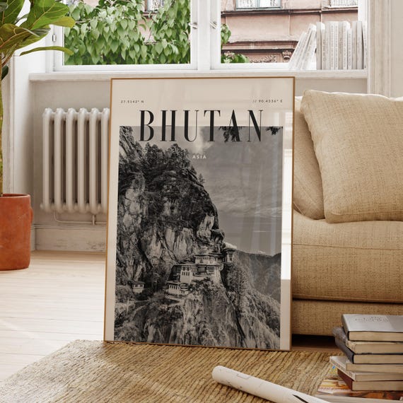Bhutan Modern Travel Wall Art Design Color Print Wanderlust Decor Home Office Lover Gift Asia