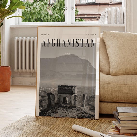 Afghanistan Asia Modern Travel Wall Art Design Black And White Print Wanderlust Decor Home Office