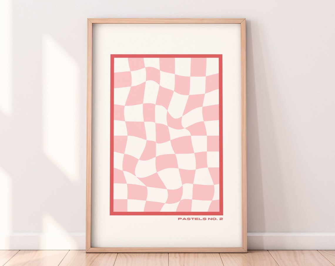 Pastels No 2 Retro Checkered Print, Preppy Decor