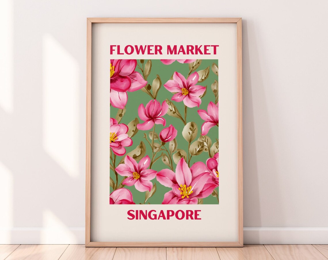 Flower Market Singapore, Floral Wall Art Print