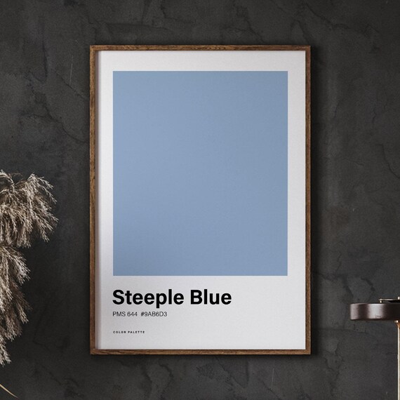 Steeple Blue Color Poster Print Great Scheme Minimalistic Design Trending Colour Nordic Art