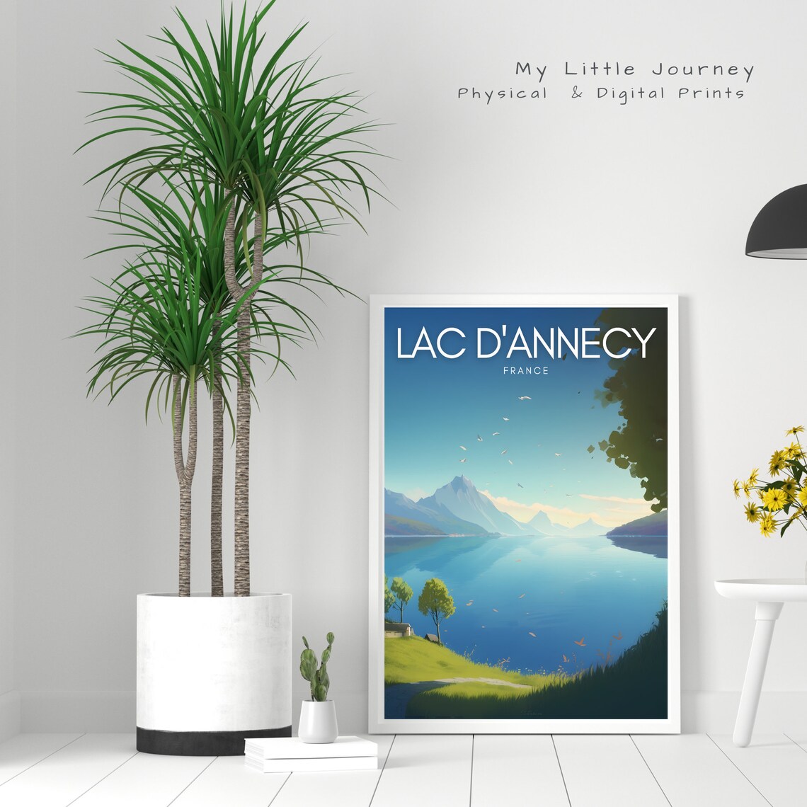 Lac d'Annecy France Turquoise Lake Mountain Shore Birds Poster - Image 4