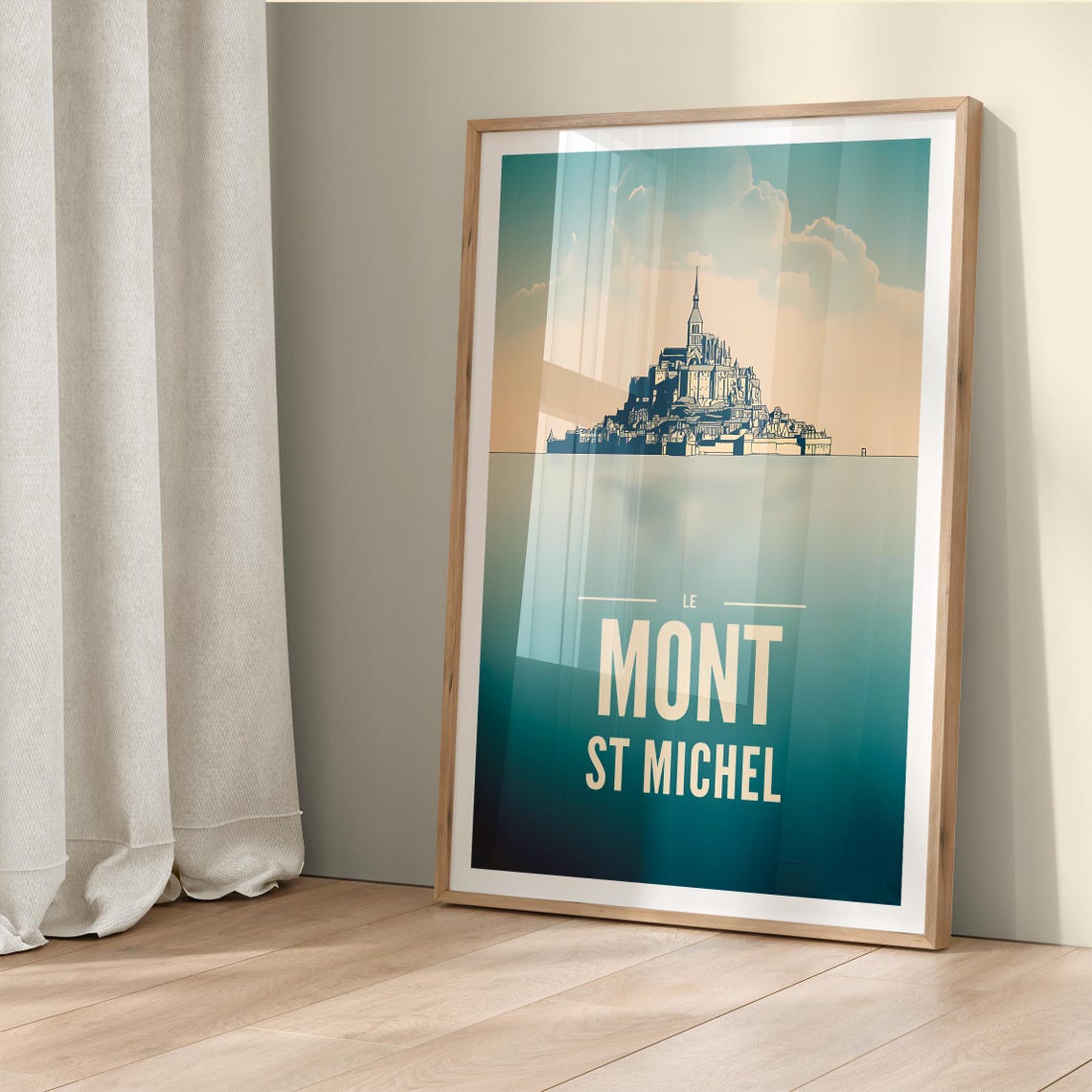 Le Mont Saint-Michel Minimalist Island Silhouette Calm Sea Poster - Image 5