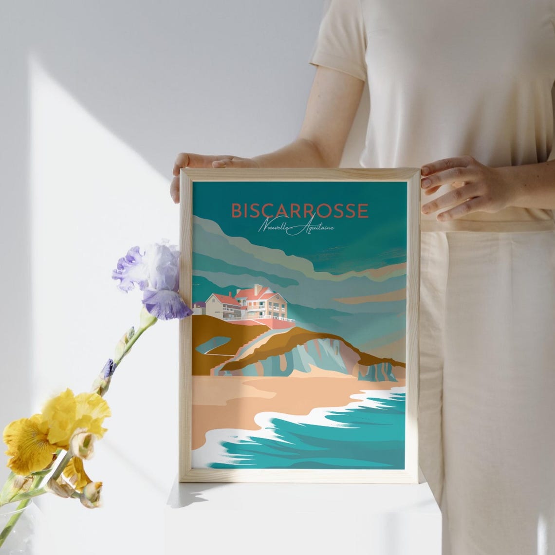 Biscarrosse Nouvelle Aquitaine Cliff Villa Coast Travel Poster - Image 2