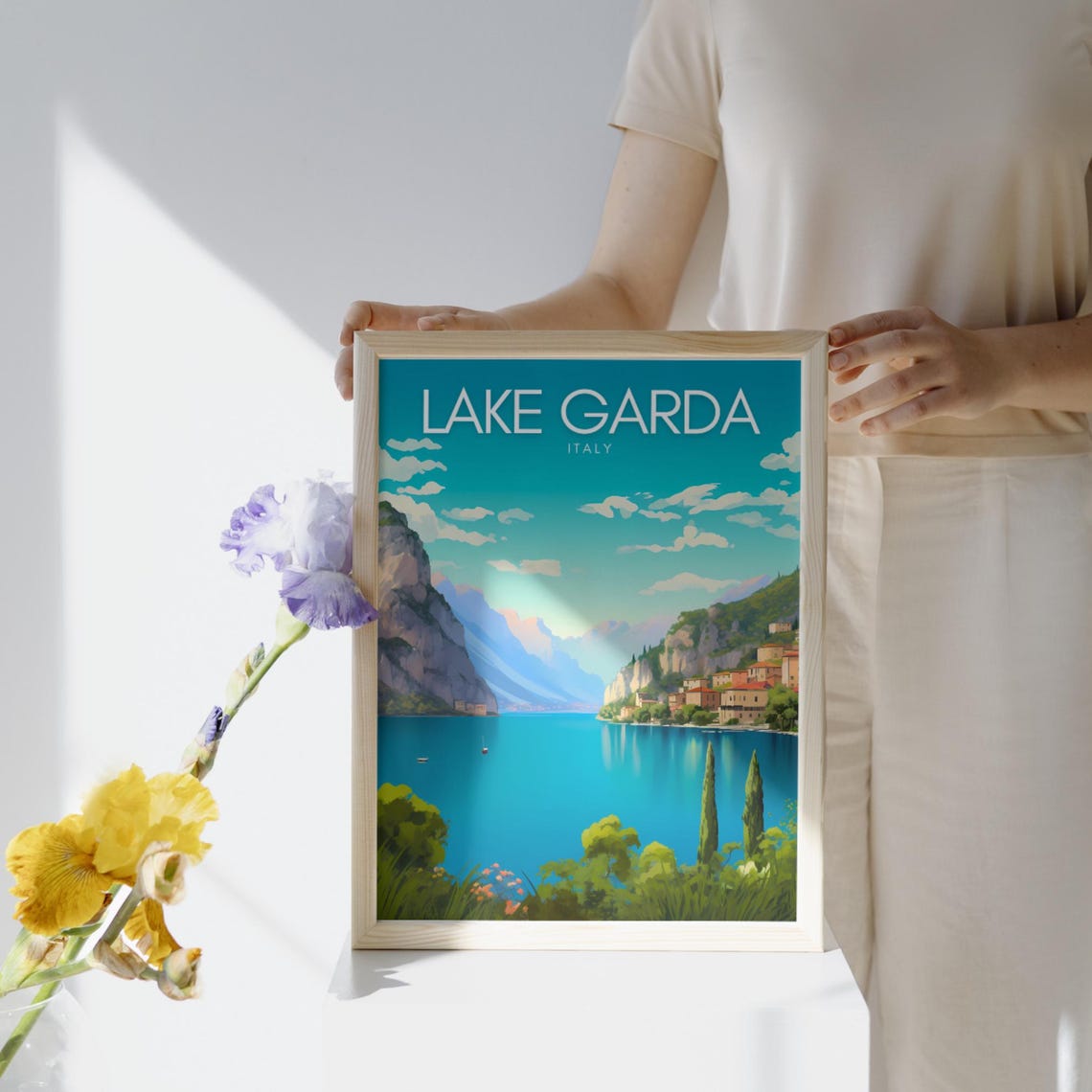 Lake Garda Italy Lakeside Town Mountain Cliffs Travel Poster - Image 3