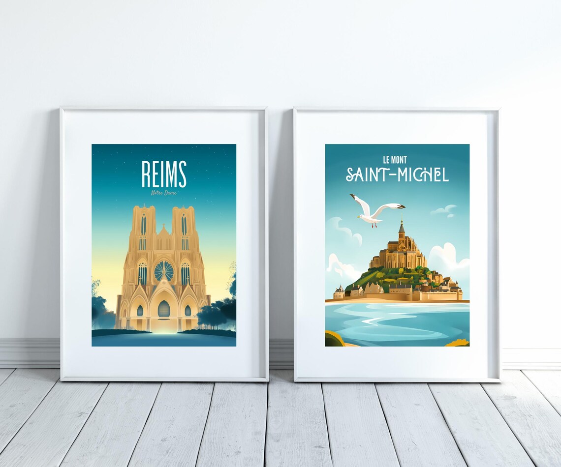 Reims Notre Dame Cathedral Starry Night France Travel Poster - Image 3