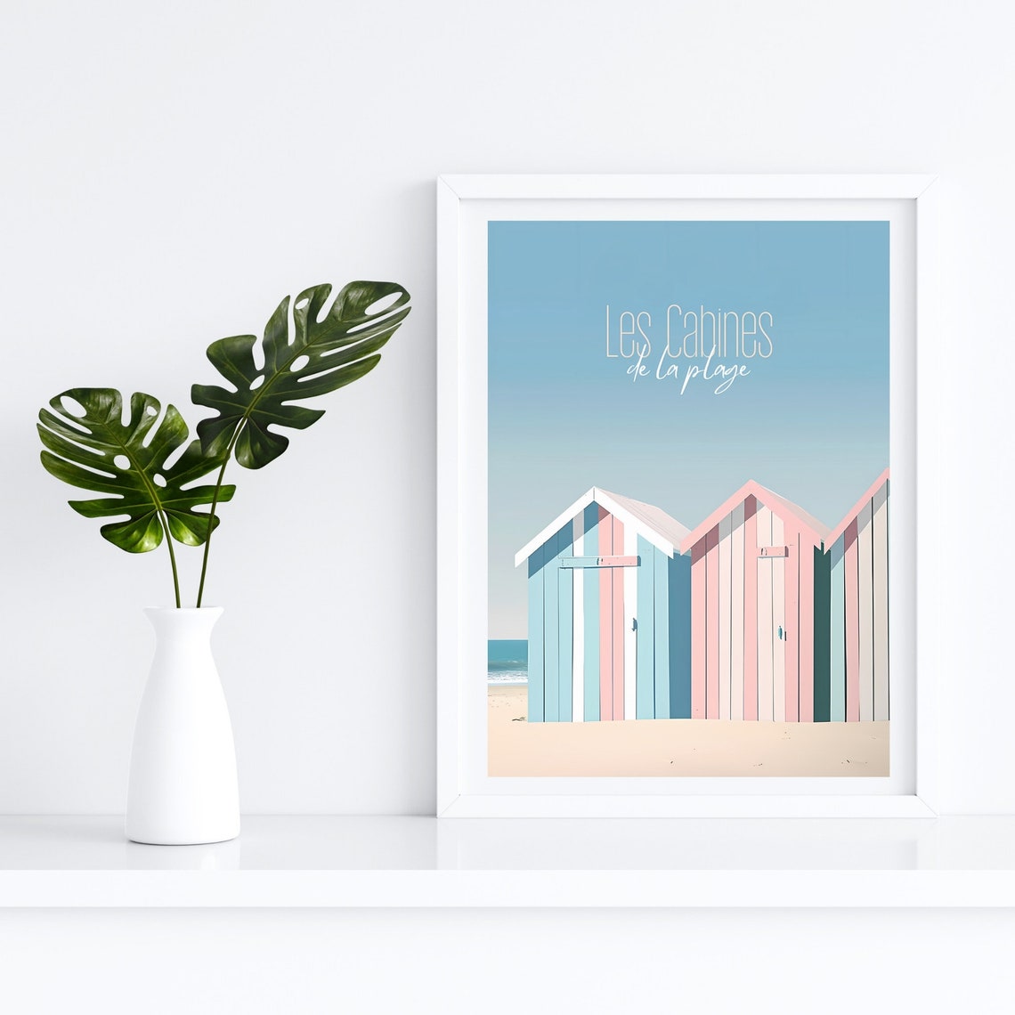 Les Cabines de la Plage Pastel Beach Huts French Seaside Poster - Image 4
