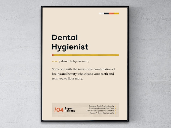 Dental Hygienist Definition Dental Office Gift Humor Wall Art