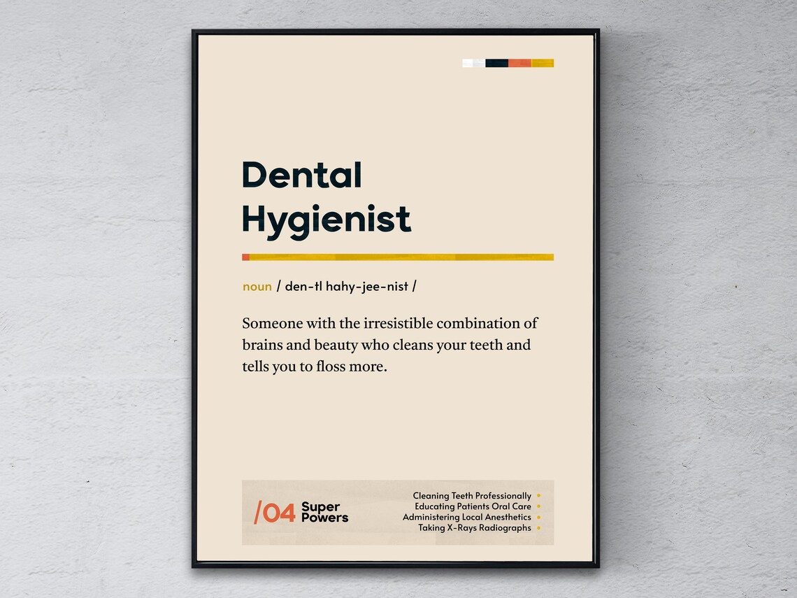 Dental Hygienist Definition Dental Office Gift Humor Wall Art
