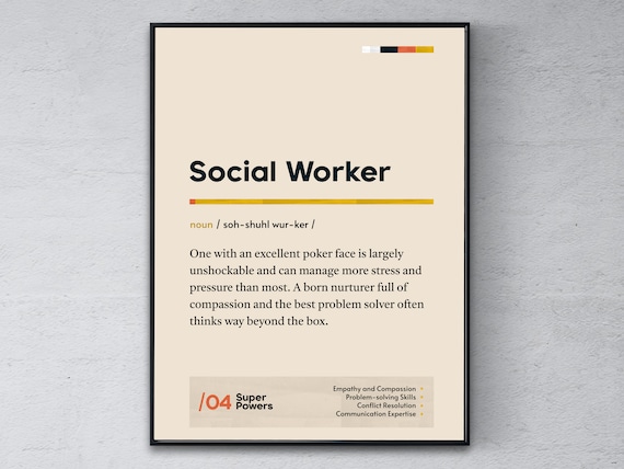 Social Worker Funny Poker Face Dictionary Definition Appreciation Poster