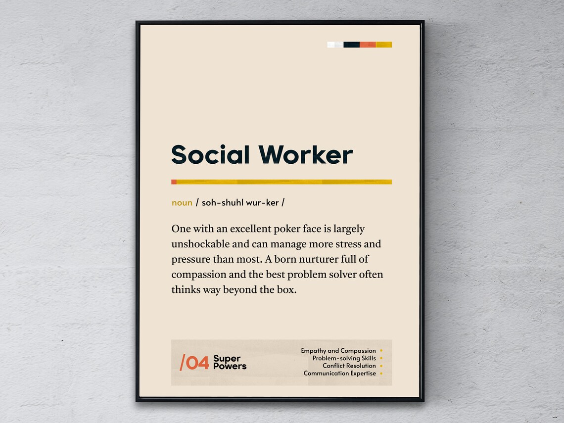 Social Worker Funny Poker Face Dictionary Definition Appreciation Poster