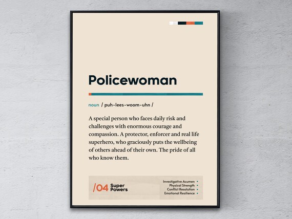 Policewoman Definition Dictionary Office Gift Wall Decor Poster