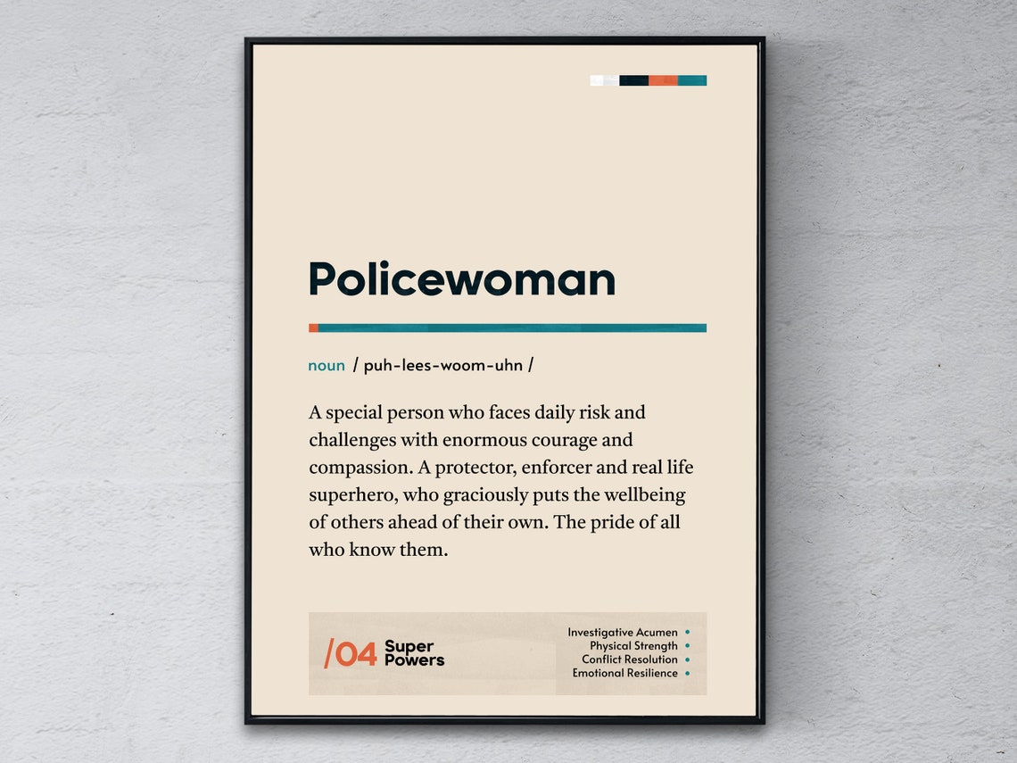 Policewoman Definition Dictionary Office Gift Wall Decor Poster