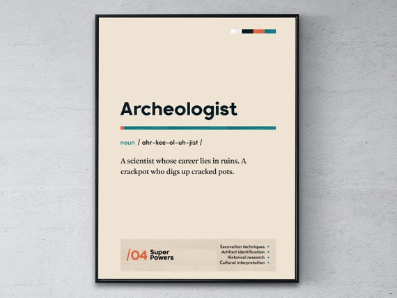 Archeologist Definition Poster Paleontologist Graduation Print Funny Modern Office Gift Antiquarian Coworker Wall Art