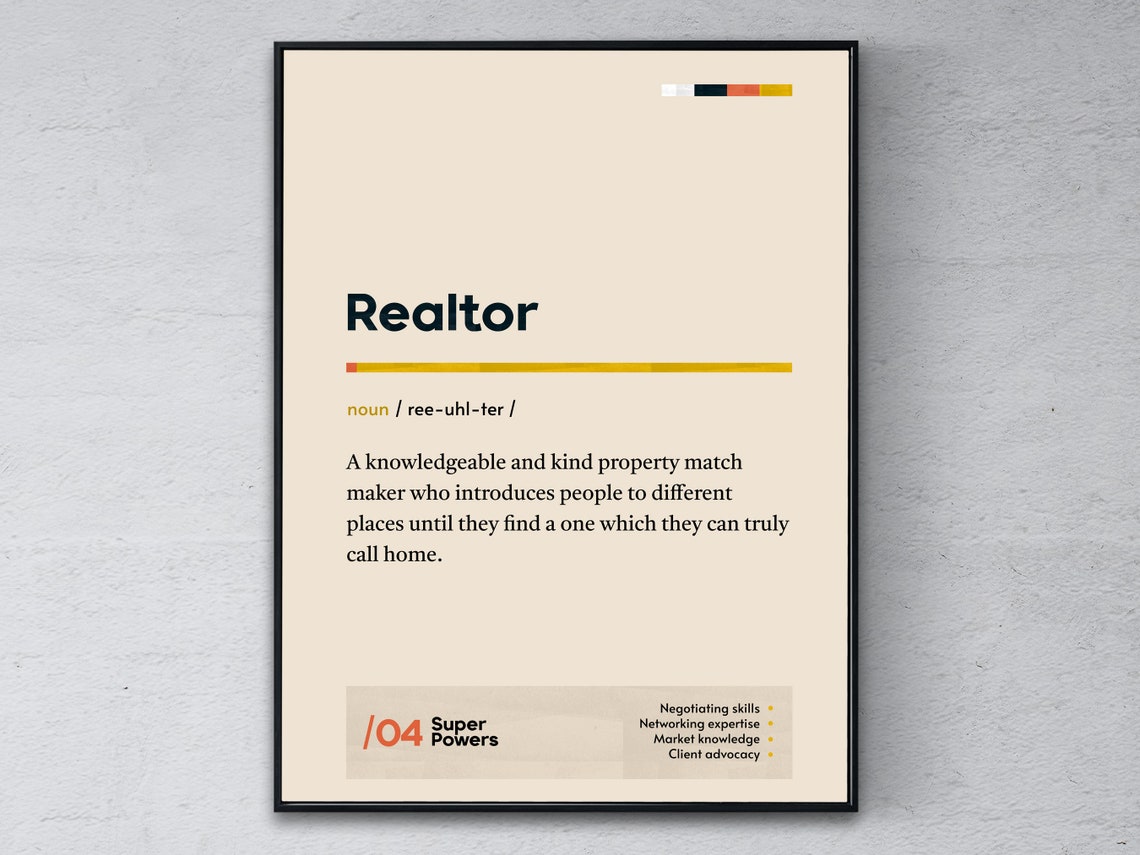 Realtor Funny Dictionary Definition Super Powers Appreciation Poster