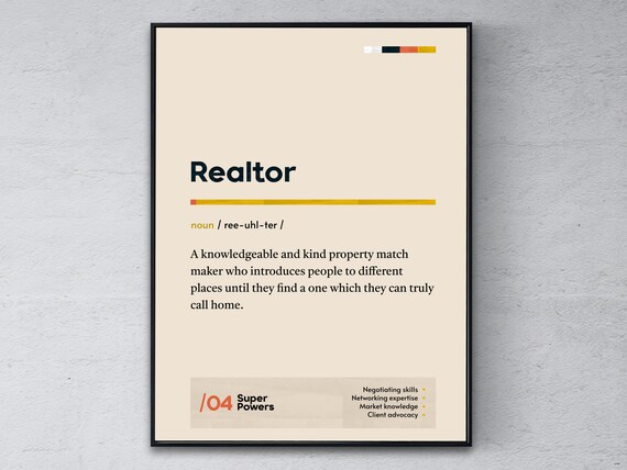 Realtor Funny Dictionary Definition Super Powers Appreciation Poster