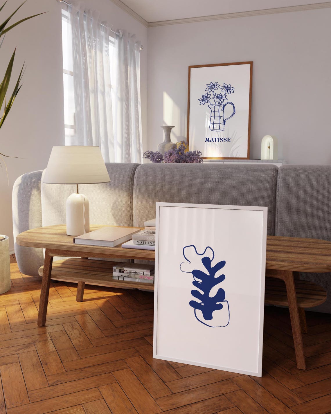 Matisse Style Blue Coral Seaweed Leaf Minimalist Art Wall Poster - Image 4