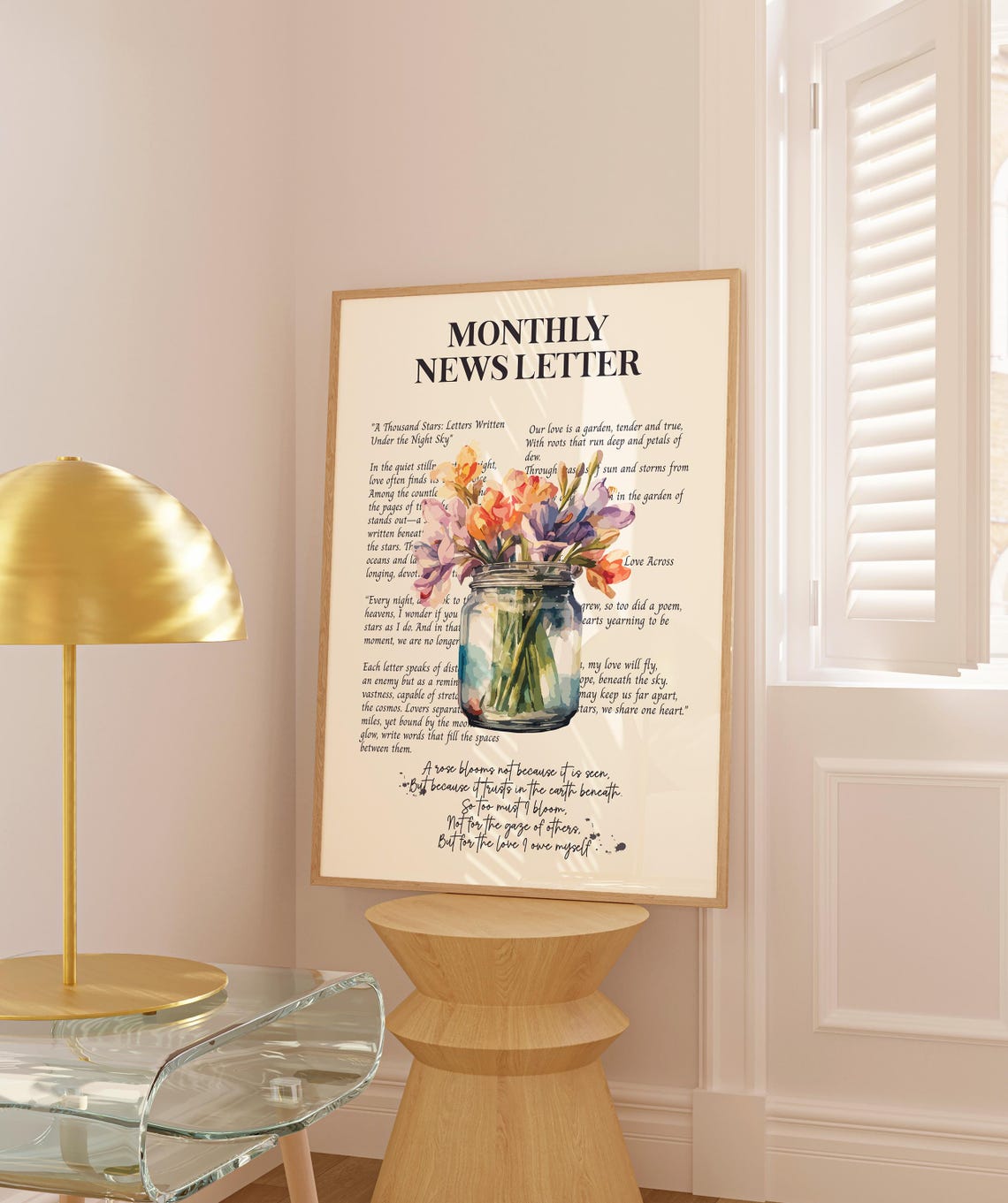 Monthly Newsletter Love Letter Watercolor Floral Romance Poster - Image 2