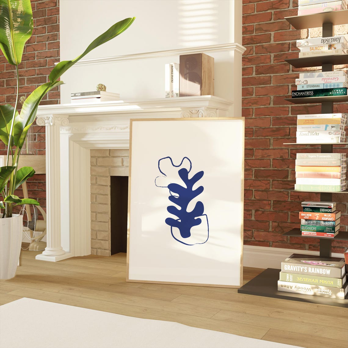 Matisse Style Blue Coral Seaweed Leaf Minimalist Art Wall Poster - Image 2