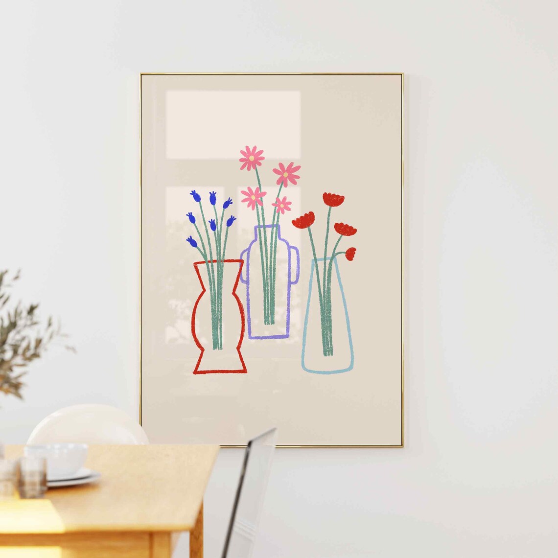 Flower Vase Abstract Floral Vases Retro Art Print - Image 3