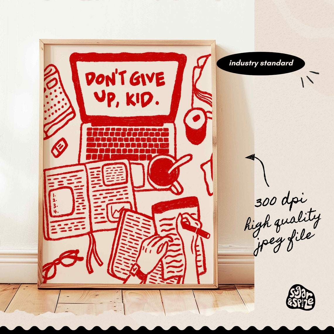 Dont Give Up Kid Print Home Office Affirmation Poster Cute Dorm Room Wall Art Kids Motivational Decor - Image 2