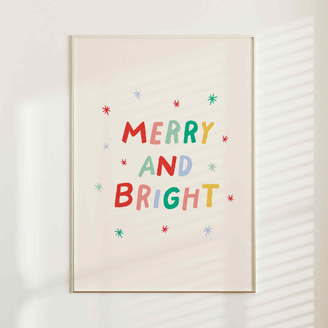Merry And Bright Colorful Hand Lettered Christmas Quote Poster - Image 3