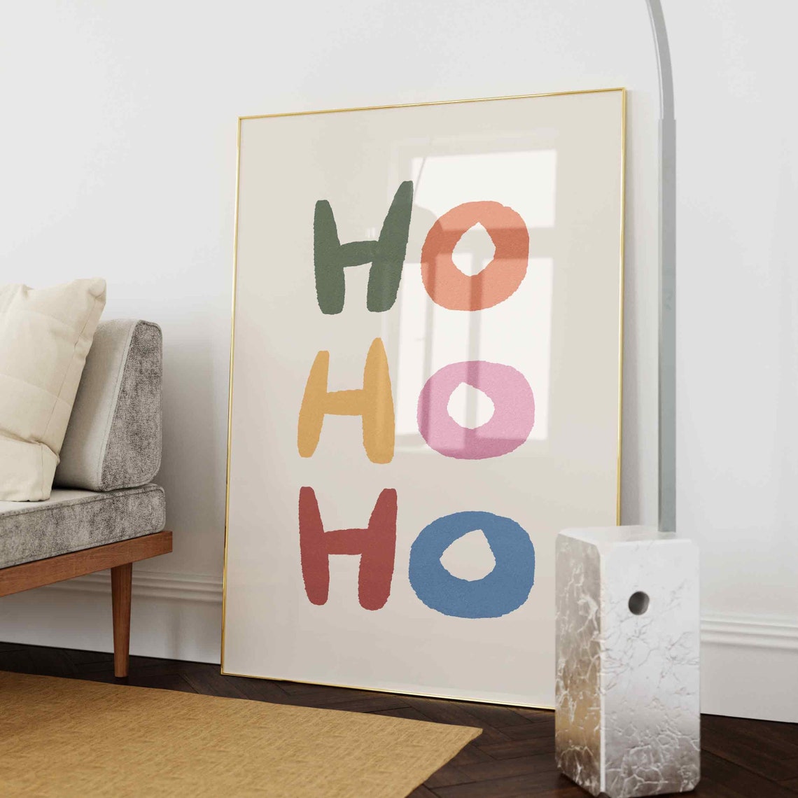Ho Ho Ho Multicolor Hand Lettered Festive Christmas Wall Art - Image 4