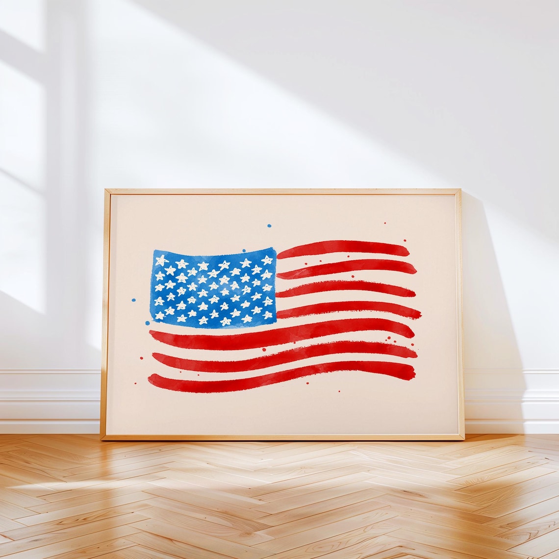 Watercolor American Flag USA Stars Stripes Patriotic Art Print