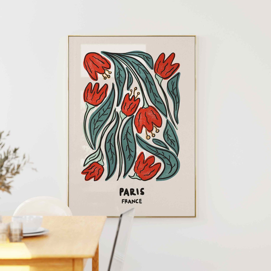 Paris Flower Market Print Hand Drawn France Poster Flower Pastel Art Europe City Travel Decor Girly Wall Art Abstract Floral Decor - Image 5
