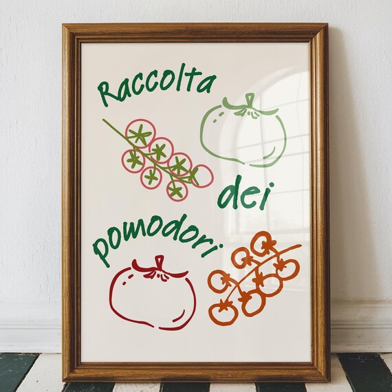 Raccolta Dei Pomodoro Tomato Harvest Art Italian Kitchen Prints Italian Wall Art Kitchen Poster