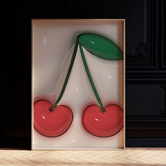 Cherry Wall Art Art Feminine Wall Art Cherry Poster Cherry Print Retro Wall Art Cherry Wall Decor