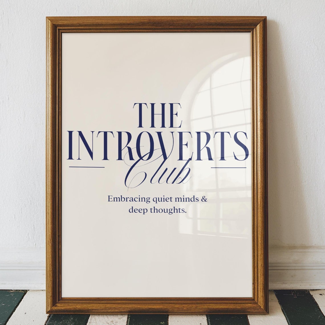 The Introverts Club Quiet Minds Deep Thoughts Navy Typography Print