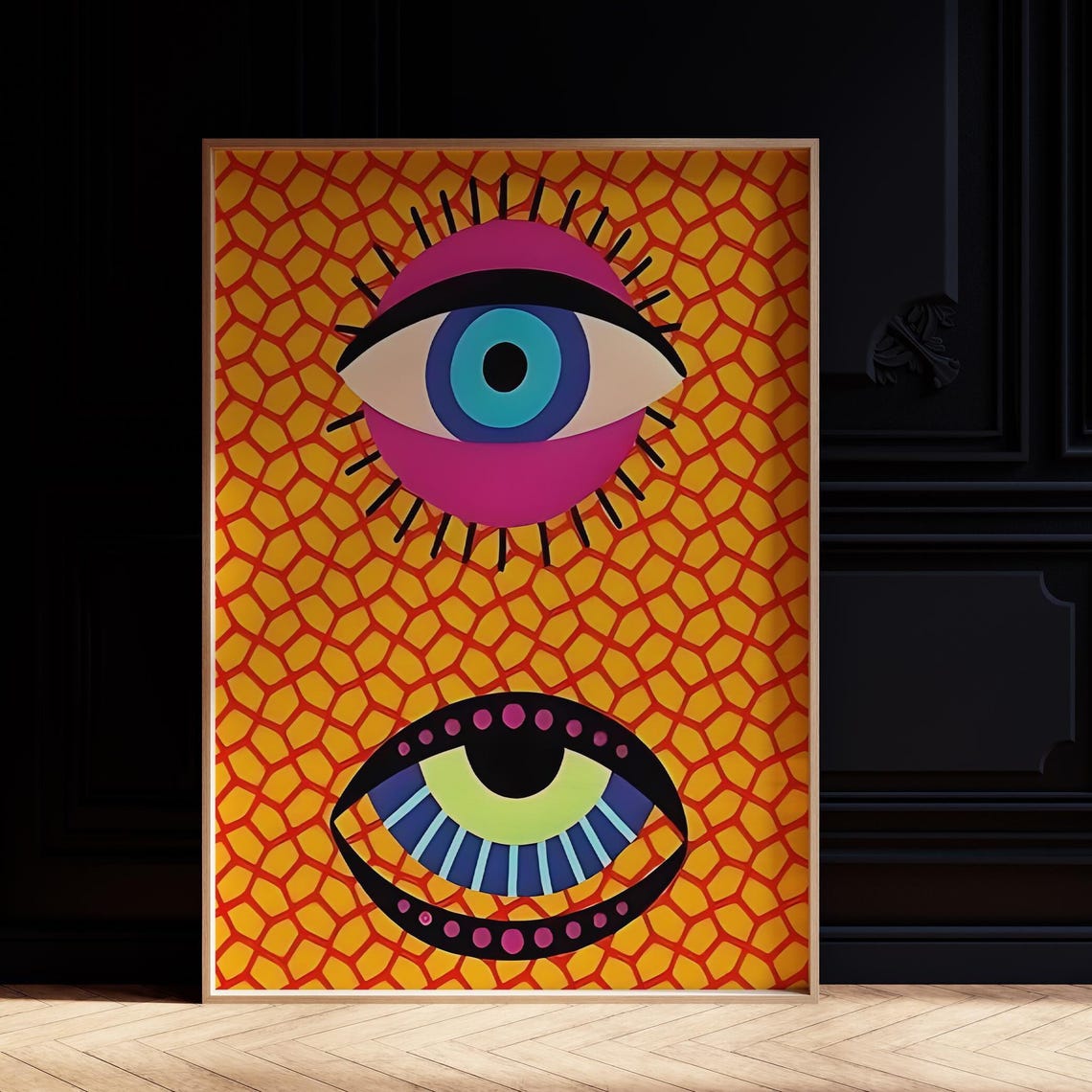 Colorful Evil Eye Boho Funky Eclectic Maximalist Wall Poster - Image 3